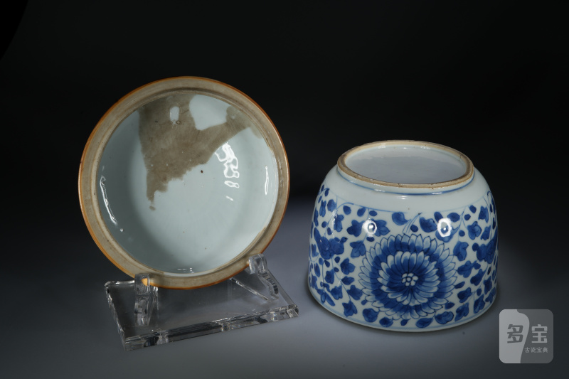 清康熙 青花花卉纹盖缸 - 图4